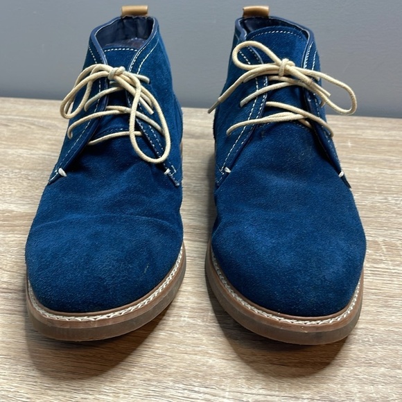 Blass Mens Genuine Suede Chukka Boots Dark Blue Lace Up Rubber Soles Size 9.5 - Picture 3 of 13